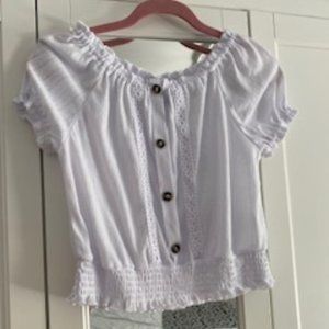 i.n. girl XL/Size 16 White Blouse with Brown Buttons